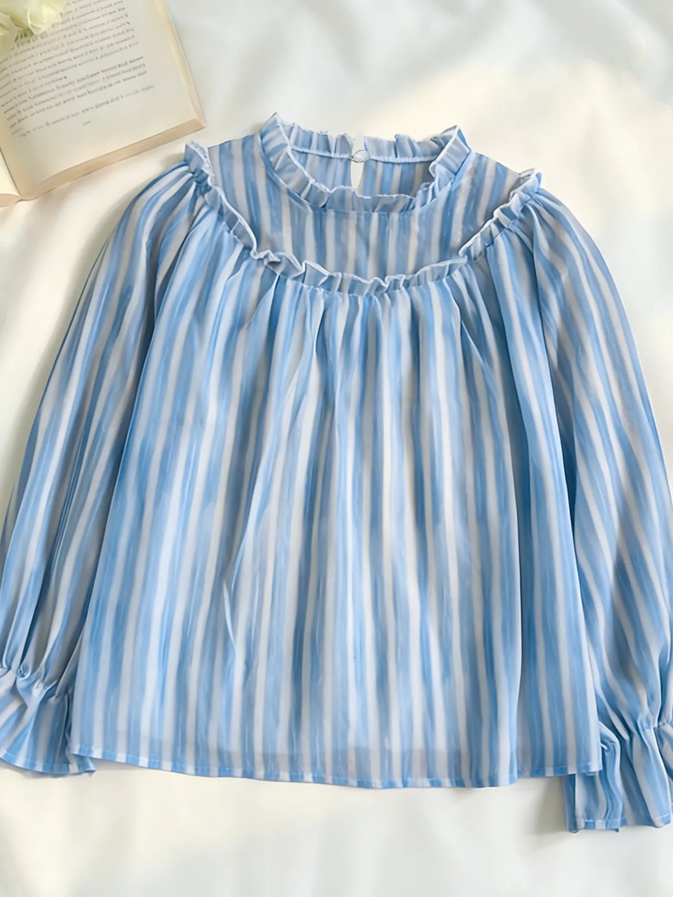 Trendsi Striped Flounce Sleeve Blouse -