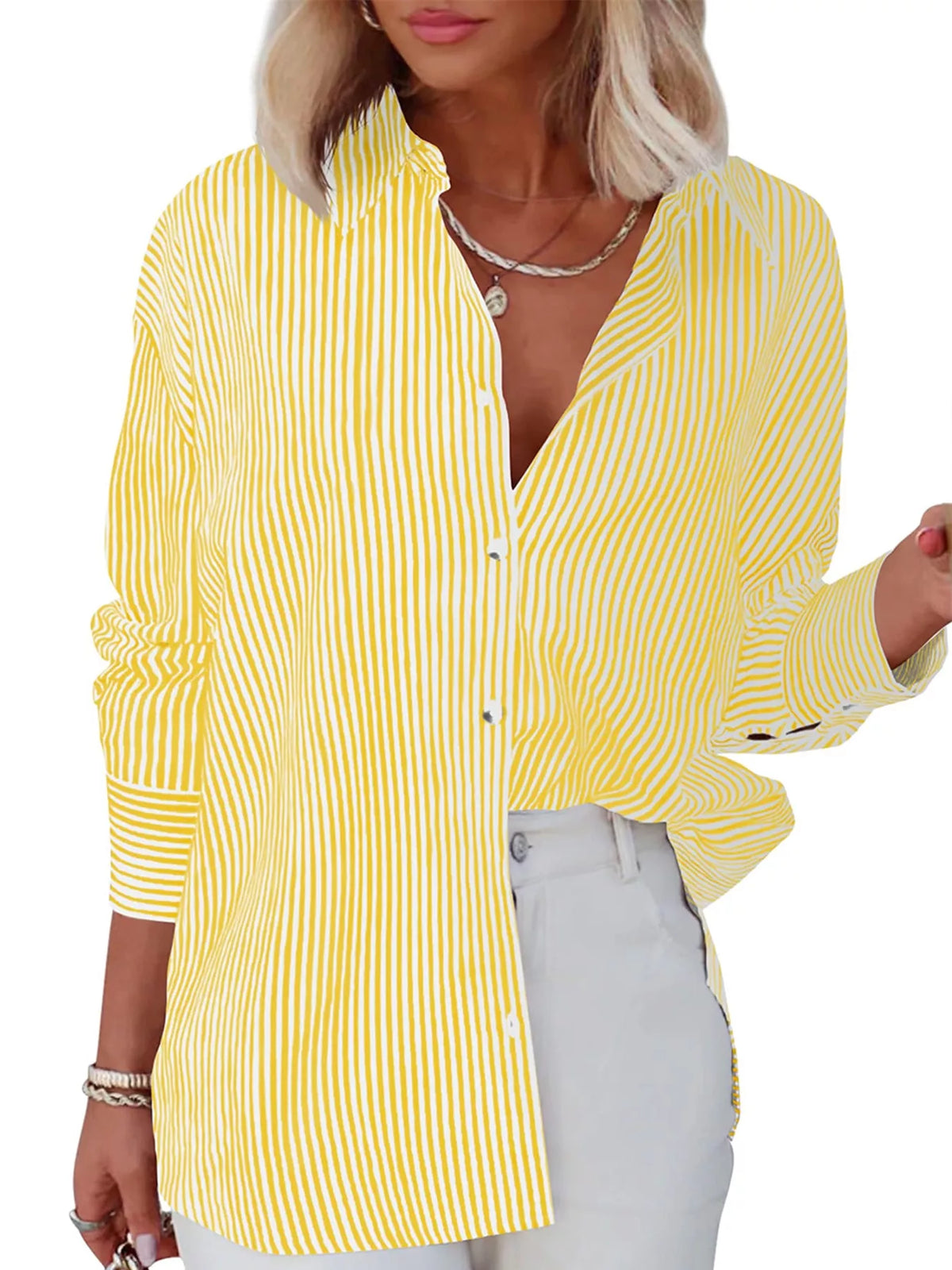 Yellow striped button-down shirt