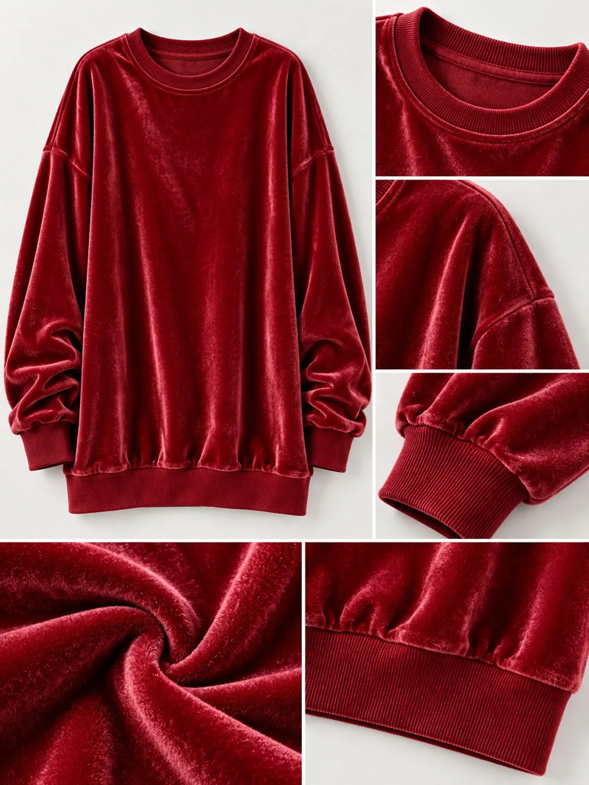 Crew-neck sweatshirt, red detail collage