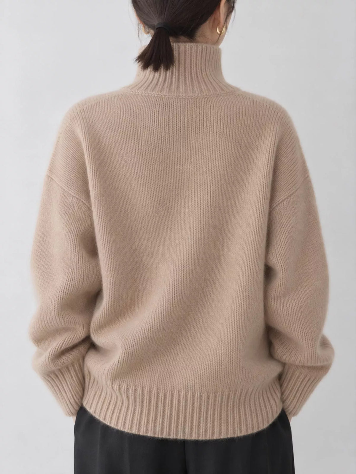 Turtleneck sweater, beige back