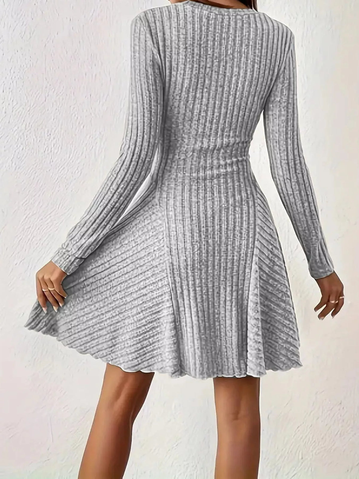 Ribbed mini dress, gray back