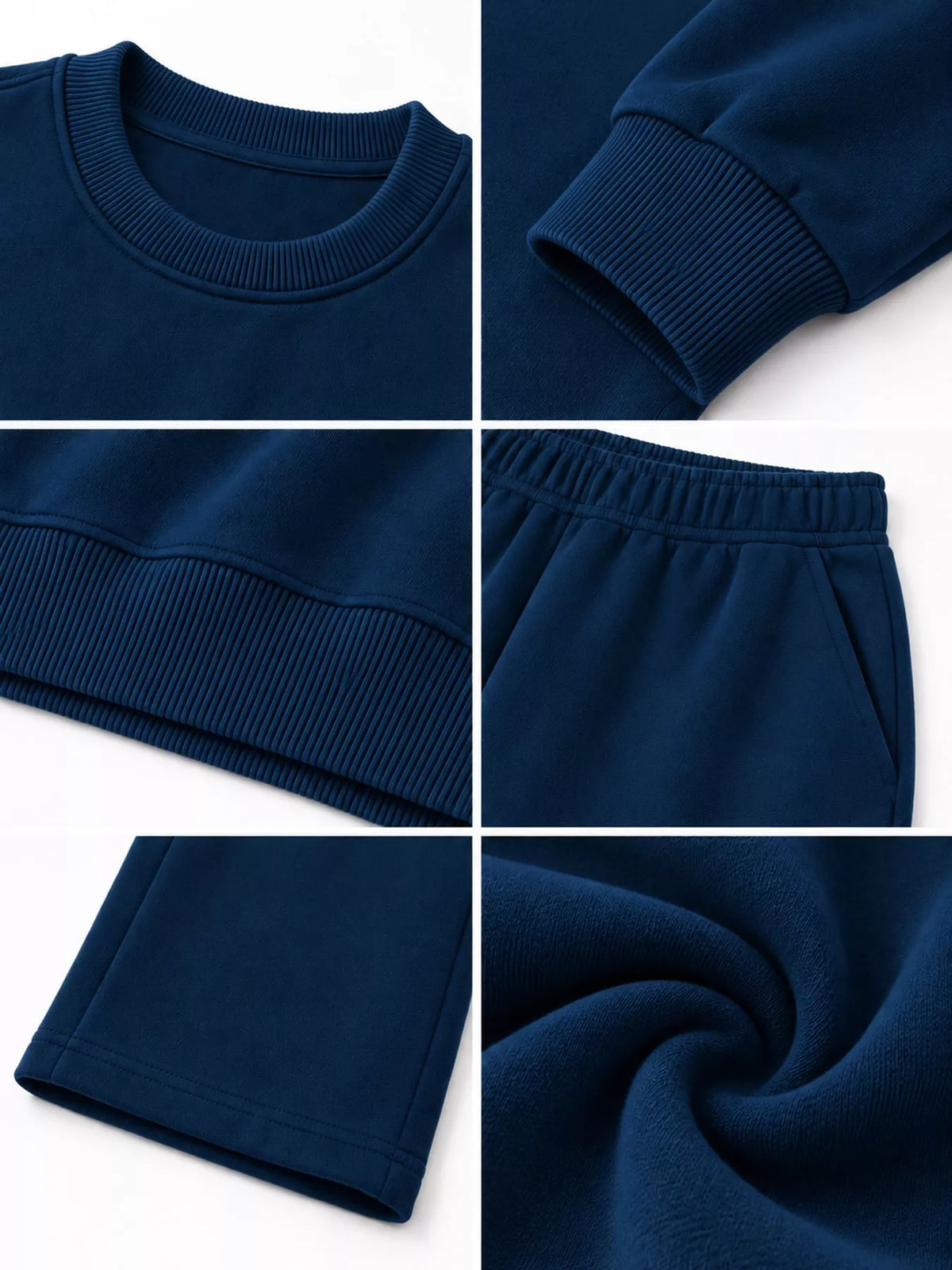 Crewneck Drop Shoulder Sweatshirt and Wide-Leg Pants Set — construction details