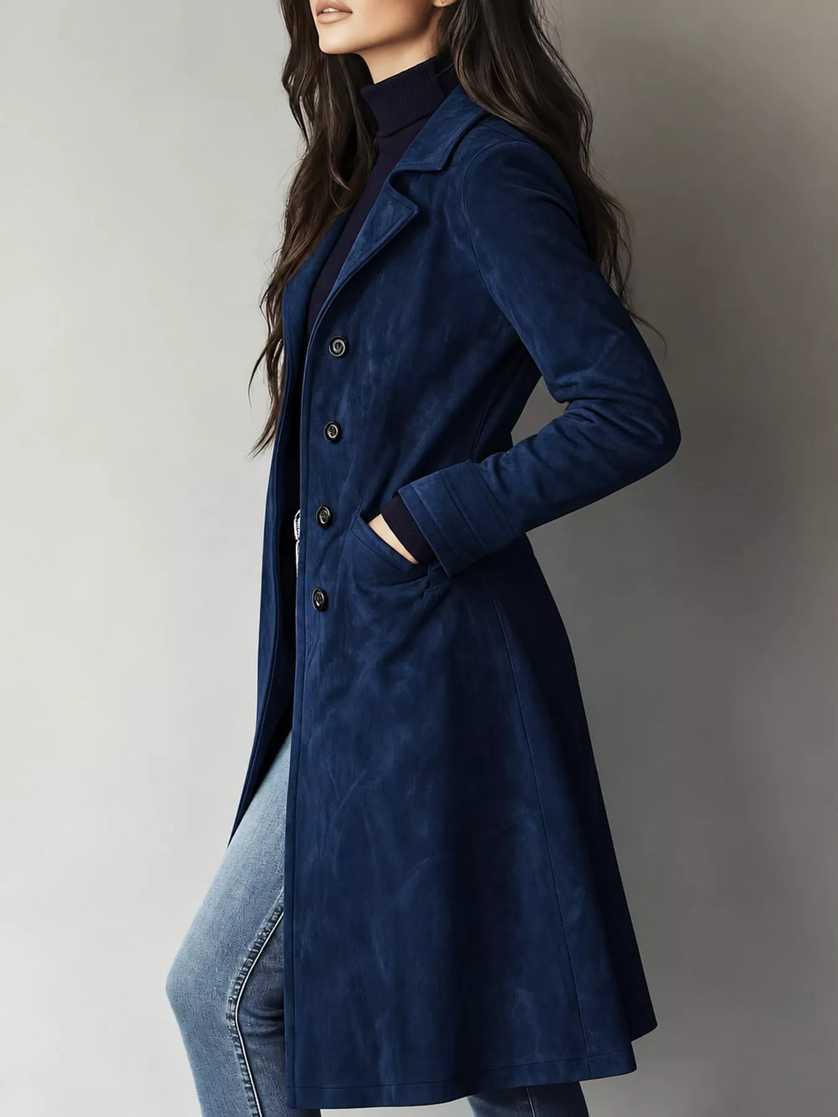 Collared long sleeve jacket, side view