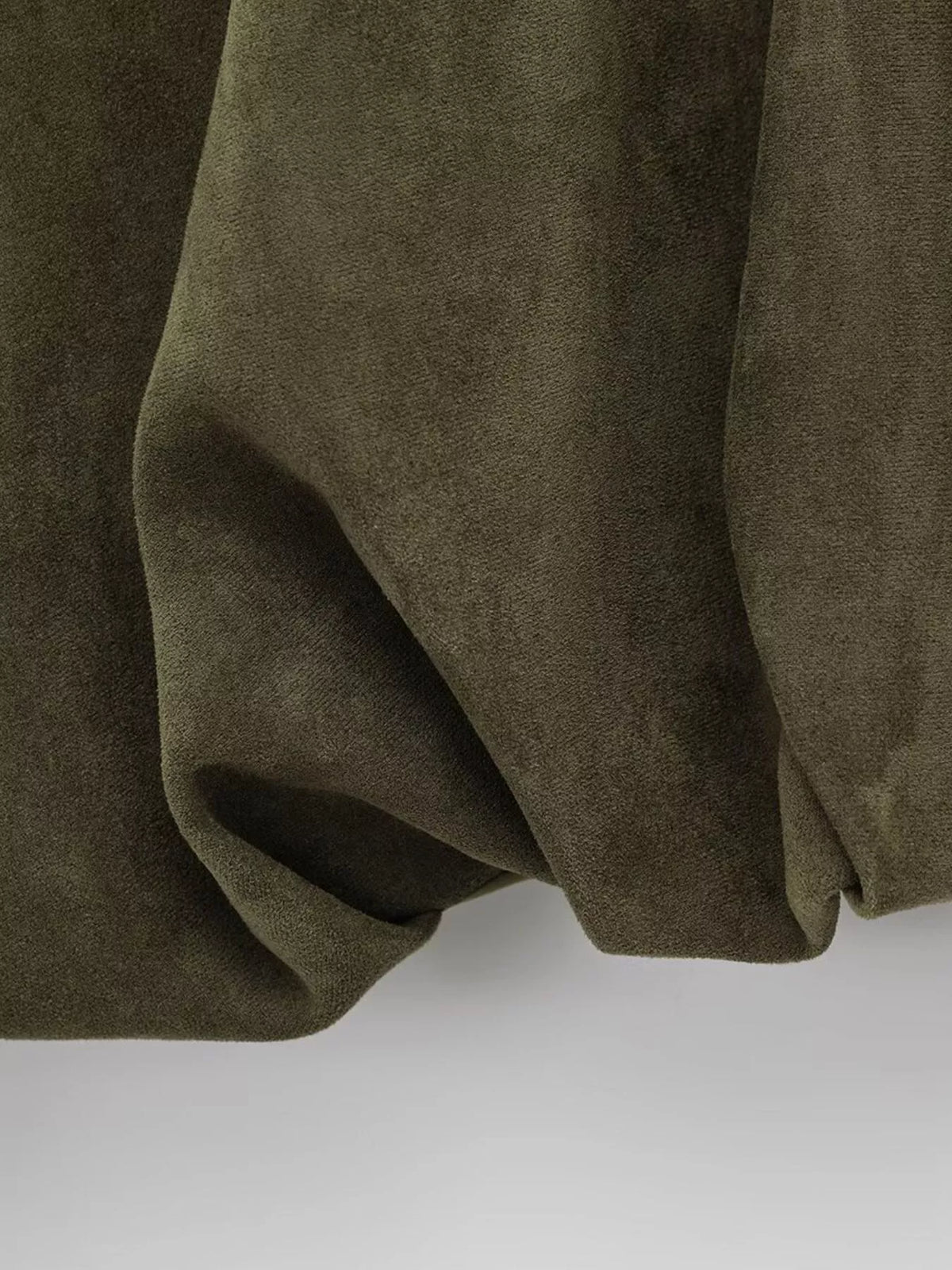 Faux Suede Collared Bomber Jacket — garment construction details