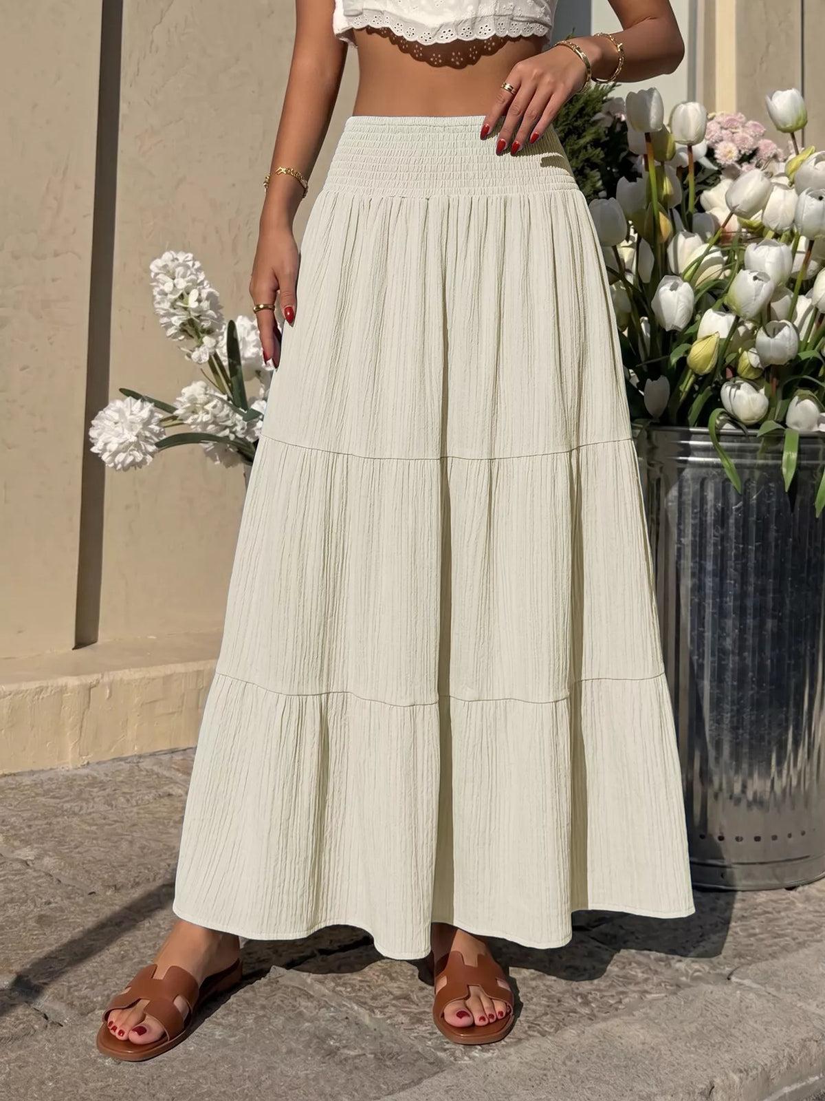 Trendsi Tiered Flowy Maxi Skirt -