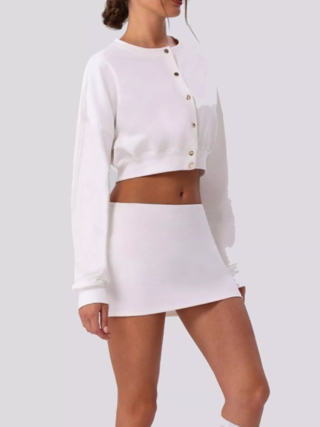Trendsi Cropped Button-Down Active Cardigan -