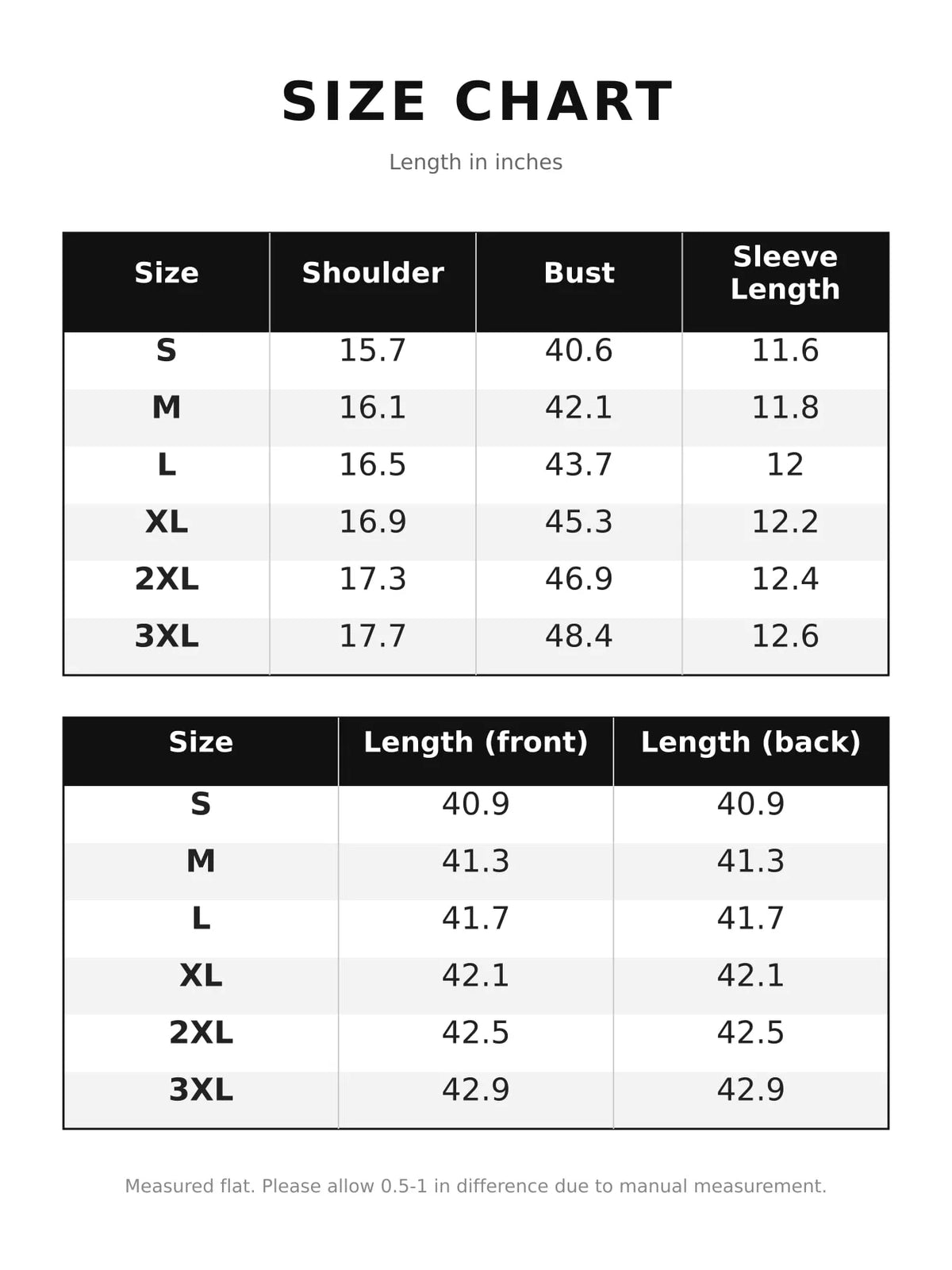 V-neck 3/4 sleeve knee dress, size and measurement chart