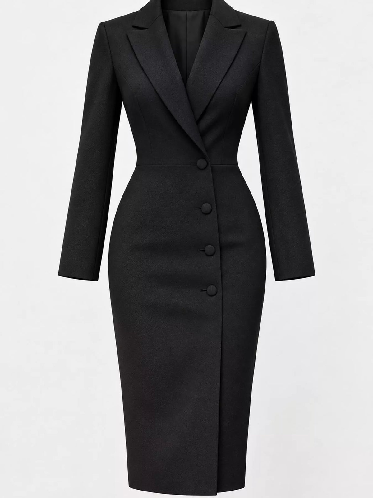 Black single-breasted blazer midi dress