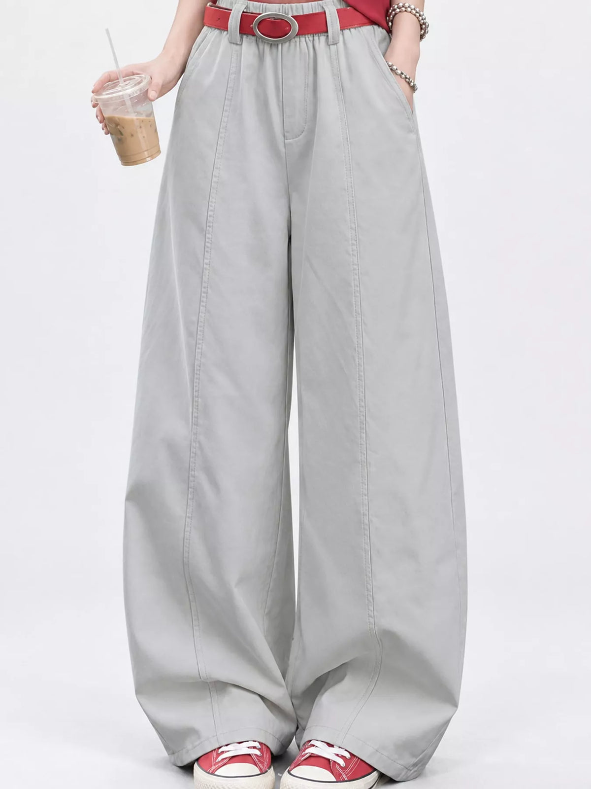 Gray wide-leg pants