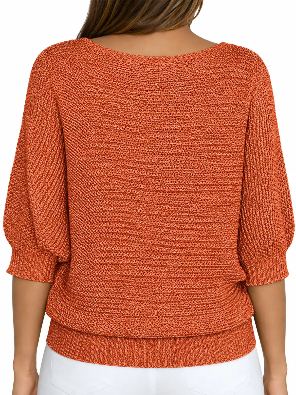 Three-quarter sleeve sweater, back view