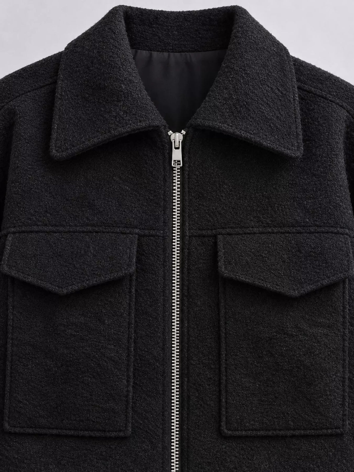 Zip-Up Cropped Jacket — construction details