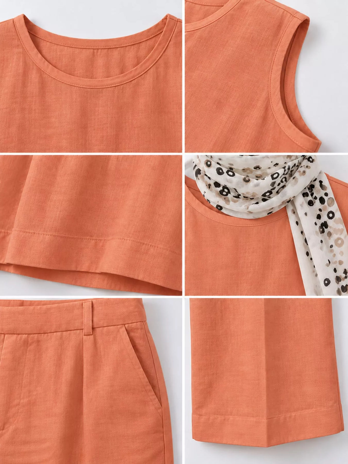 Sleeveless Top and Wide-Leg Pants Set — construction details