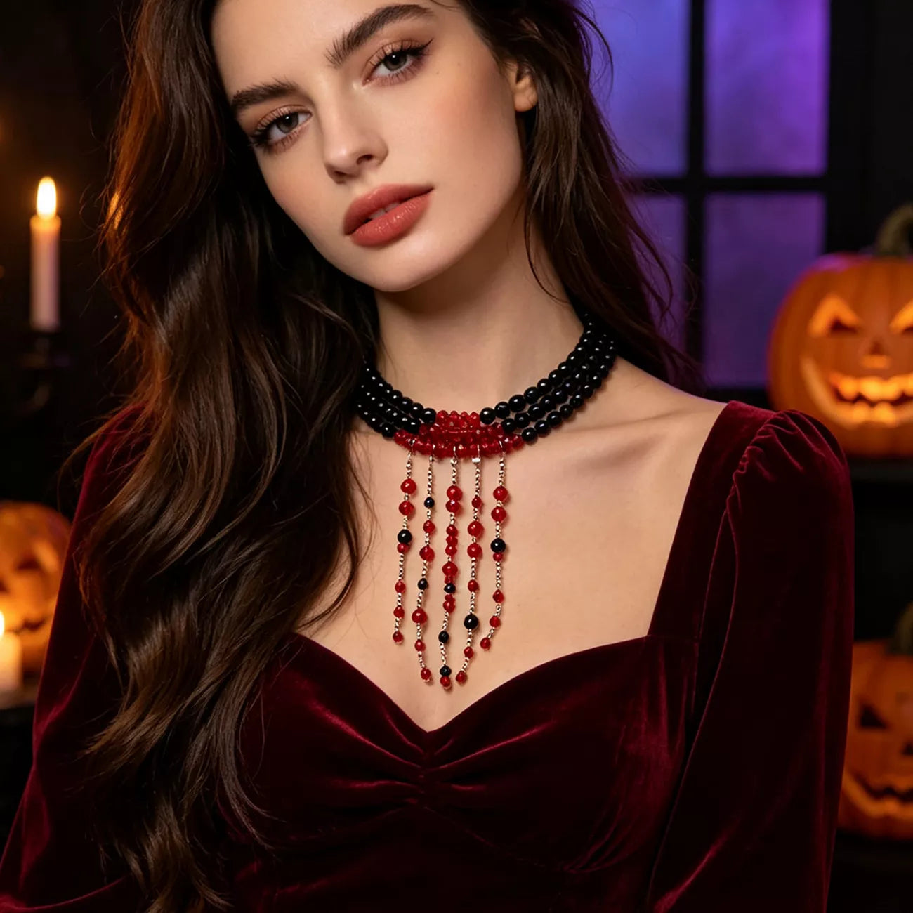 Trendsi Gothic Multi-Layered Beaded Necklace -