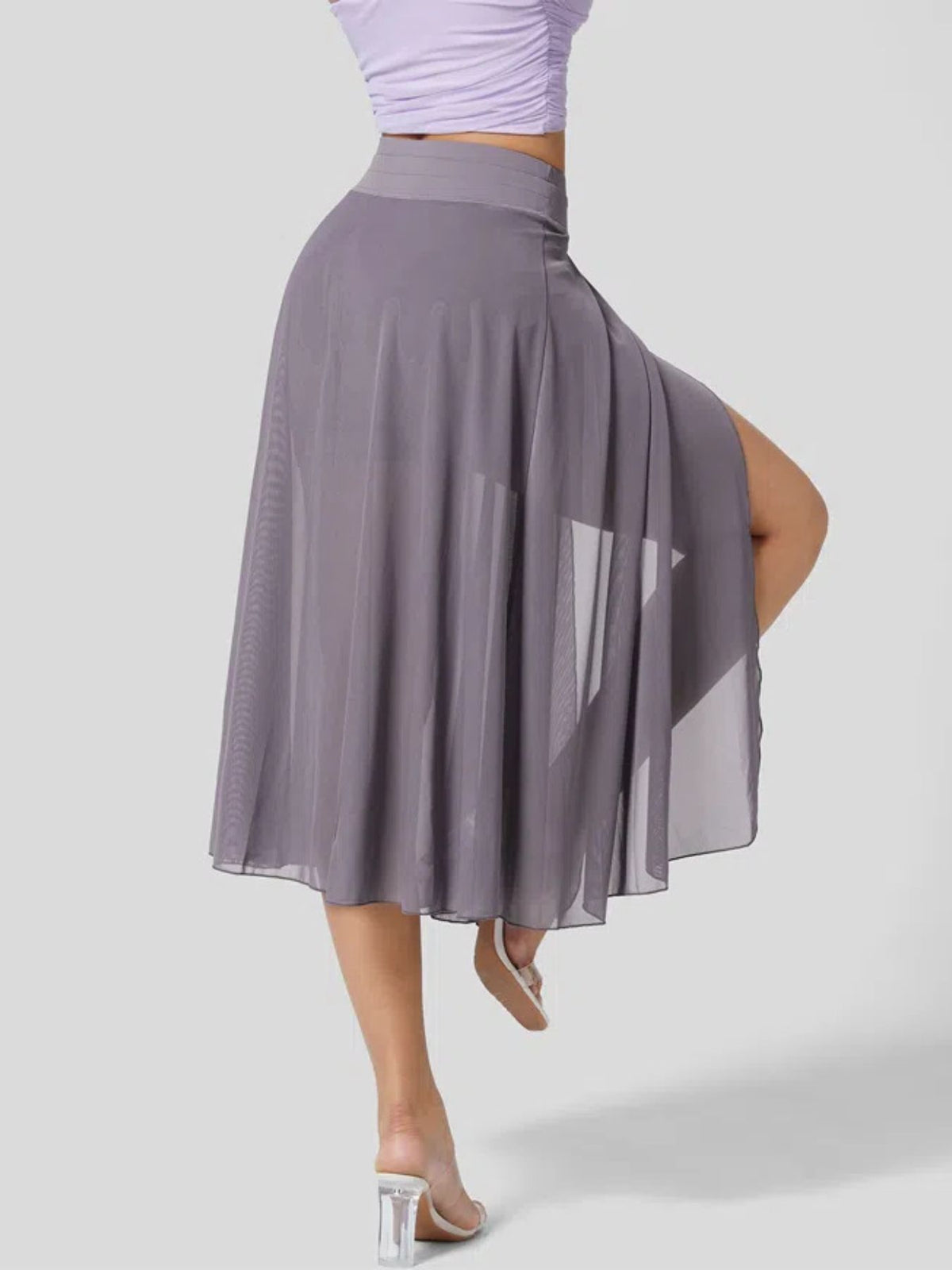 Trendsi Slit Flowy Skirt with Shorts Liner -