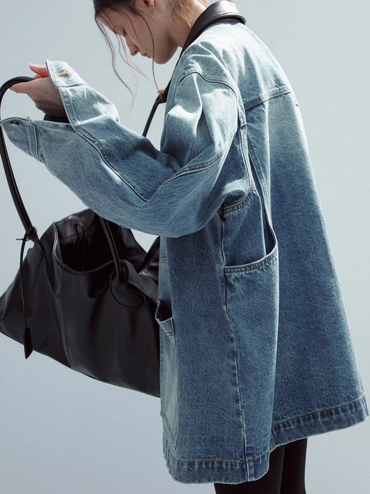 Denim Blue button up dropped shoulder denim jacket