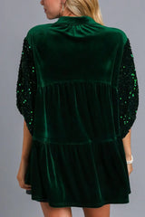 Trendsi Umgee Sequin Detail Tiered Back Half Sleeve Shirt -