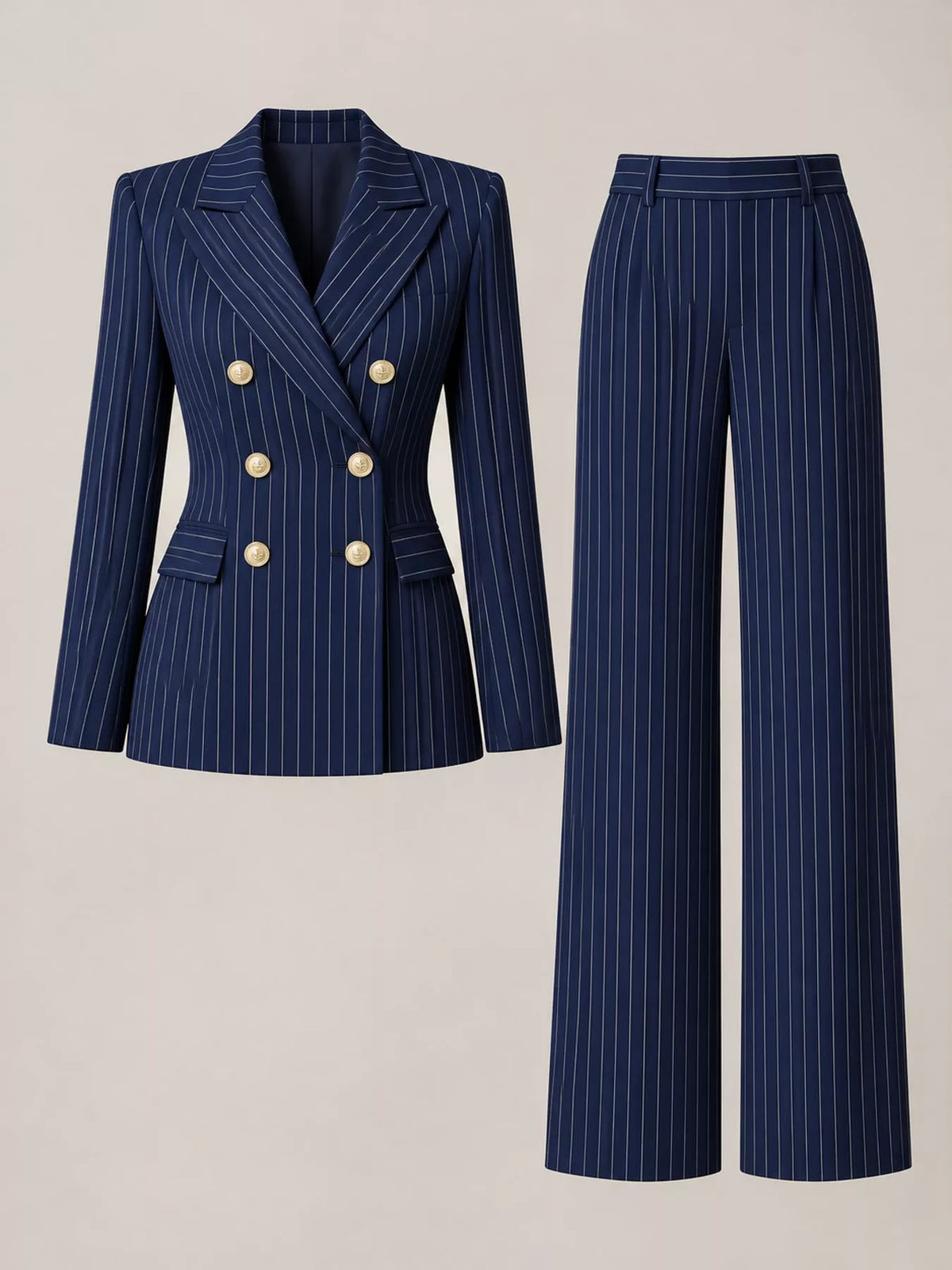 Pinstripe pantsuit, navy hanging suit