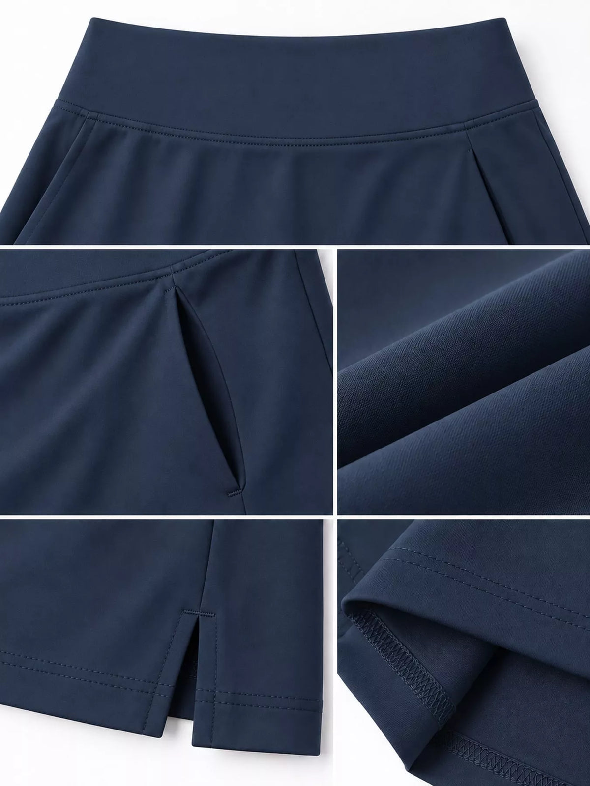 High-Waisted Athletic Skort with Side Pockets — garment construction details