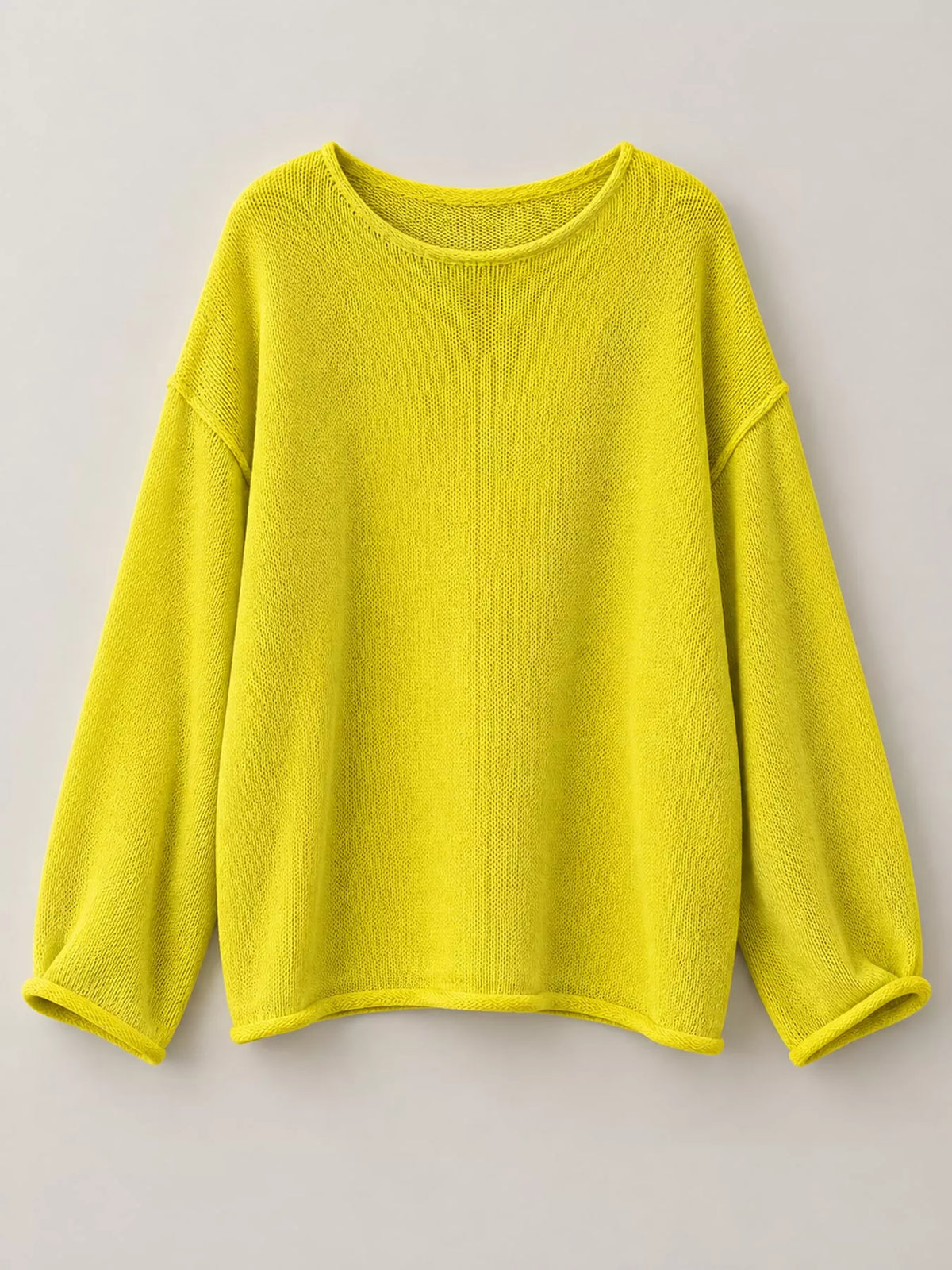 Yellow sheer openwork knit long sleeve top