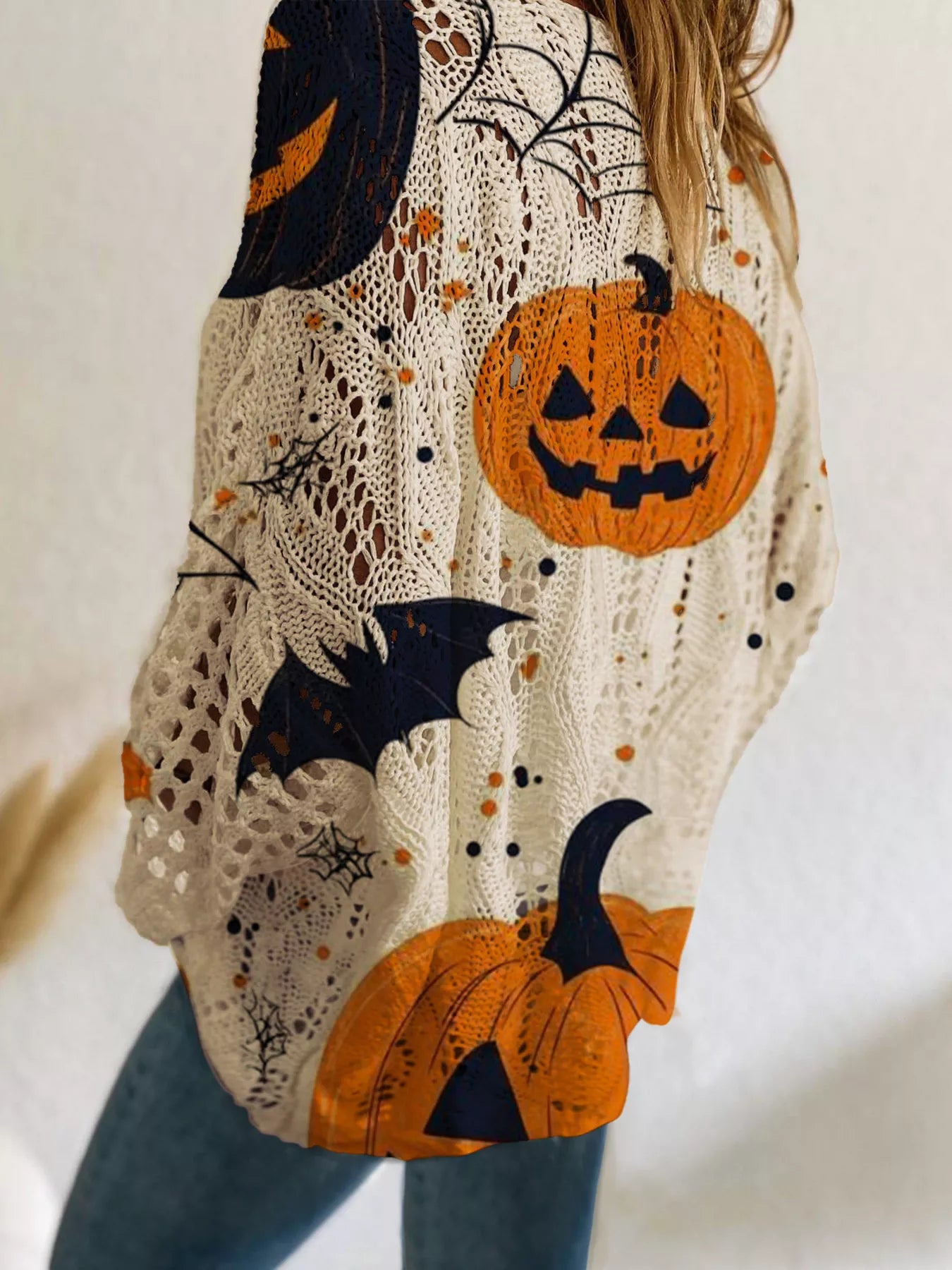 Trendsi Full Size Halloween Pumpkin Loose Knit Cover Up Plus Size -