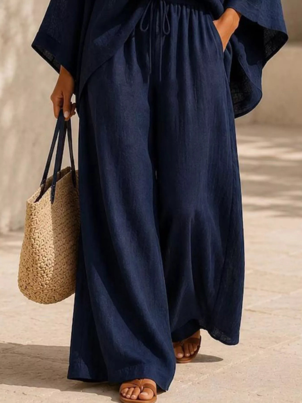 Trendsi Full Size Loose Fit Top and Wide-Leg Pants Set Plus Size -