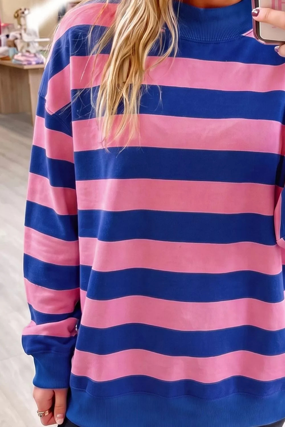 Trendsi Striped Crew Neck Sweatshirt -
