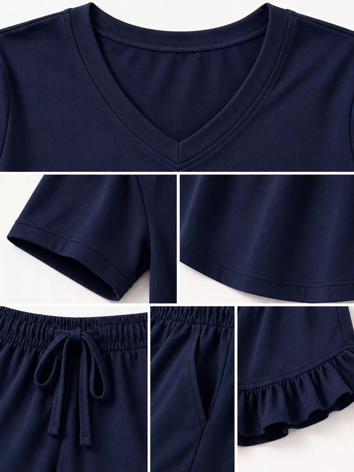 V-Neck Short Sleeve Lounge Set — construction details