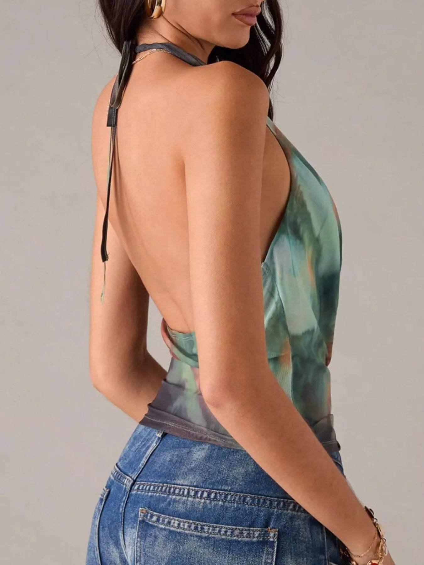 Trendsi Abstract Print Halter Neck Cami -