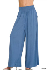 Trendsi Zenana Smocked Waistband Wide Leg Lounge Pants -