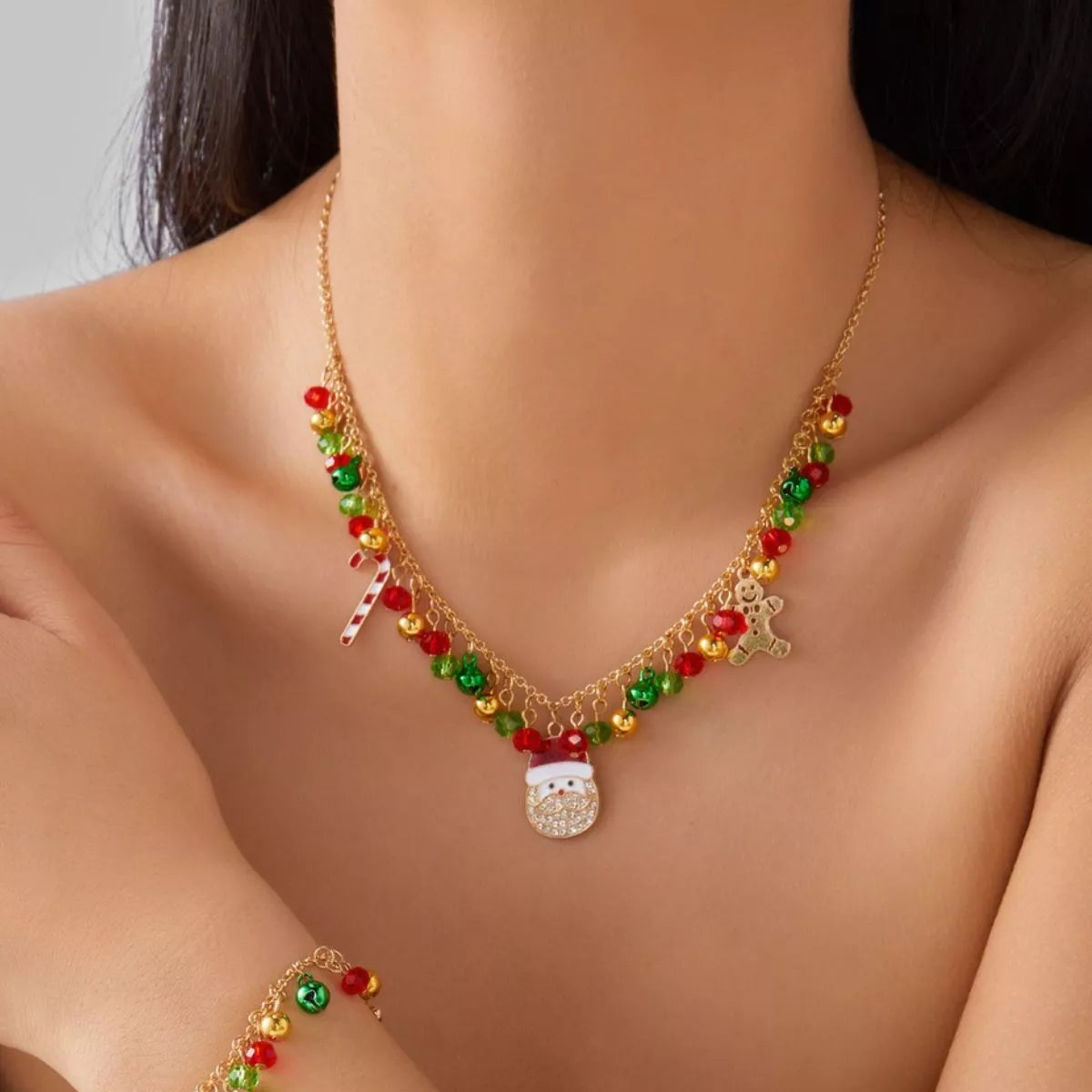 Trendsi 18K Gold-Plated Christmas Charm Necklace -