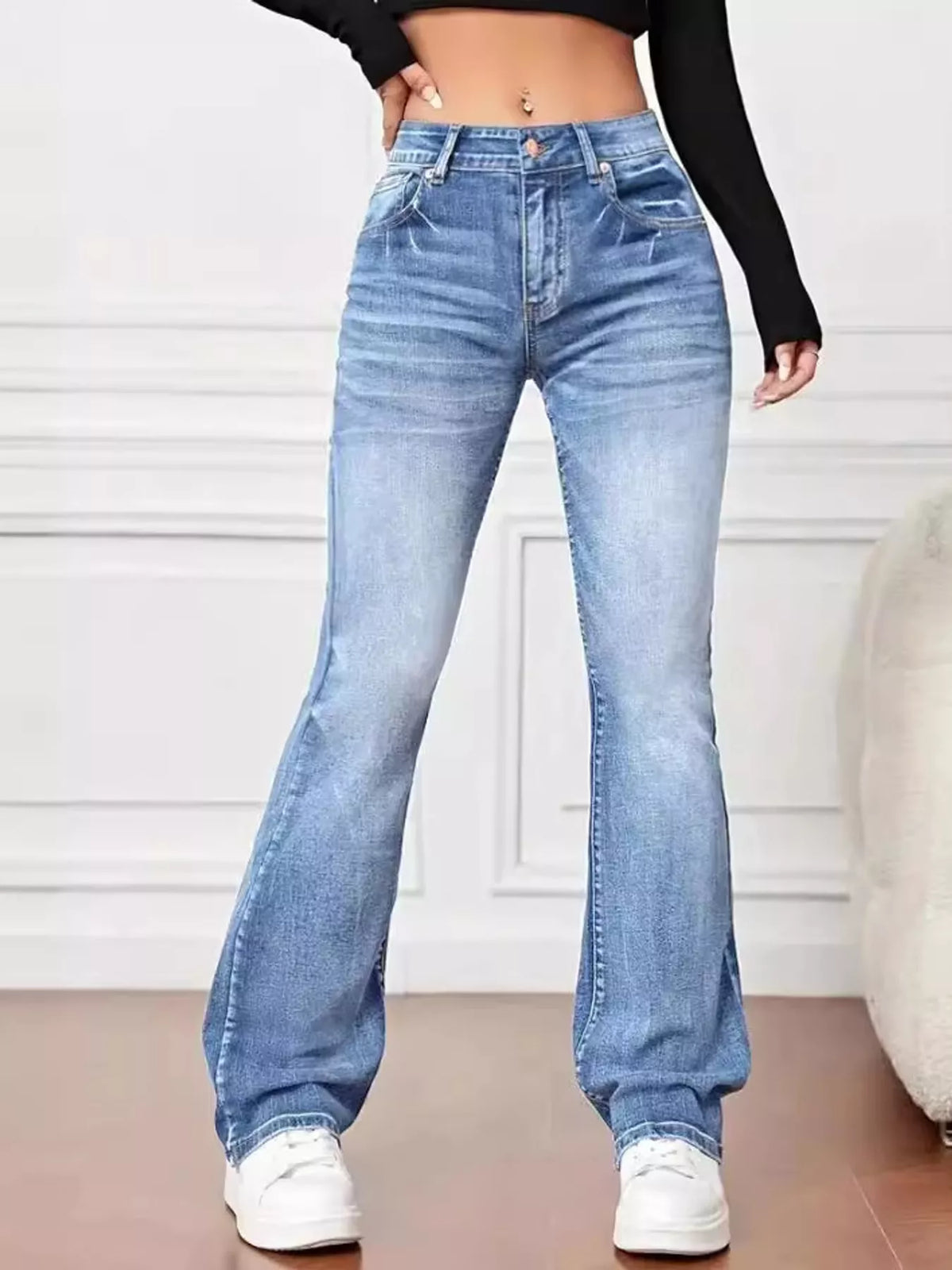 jeans, front view on model