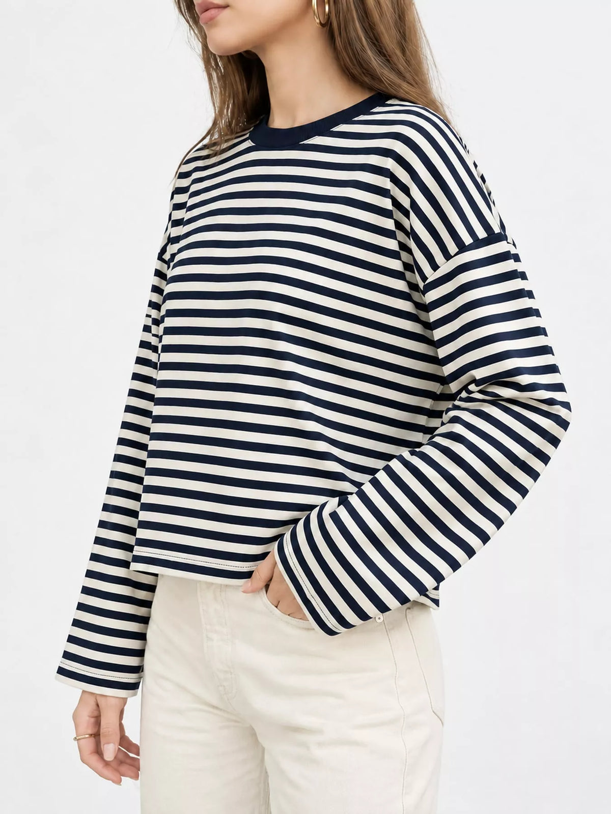 Long Sleeve Crew Neck T-Shirt — side view