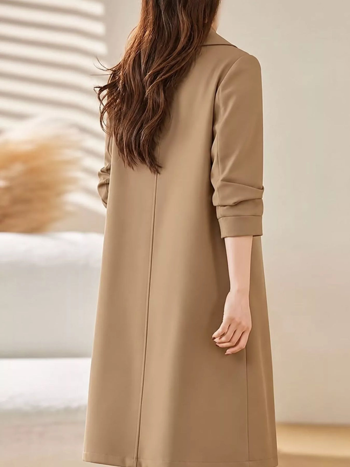 Button-Up Longline Coat — back view