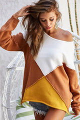 Trendsi BiBi Color Block Geometric Sweater -
