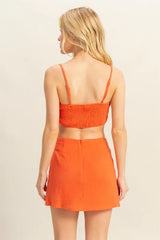 Trendsi HYFVE Ruched Bra Top and Mini Skirt Set -