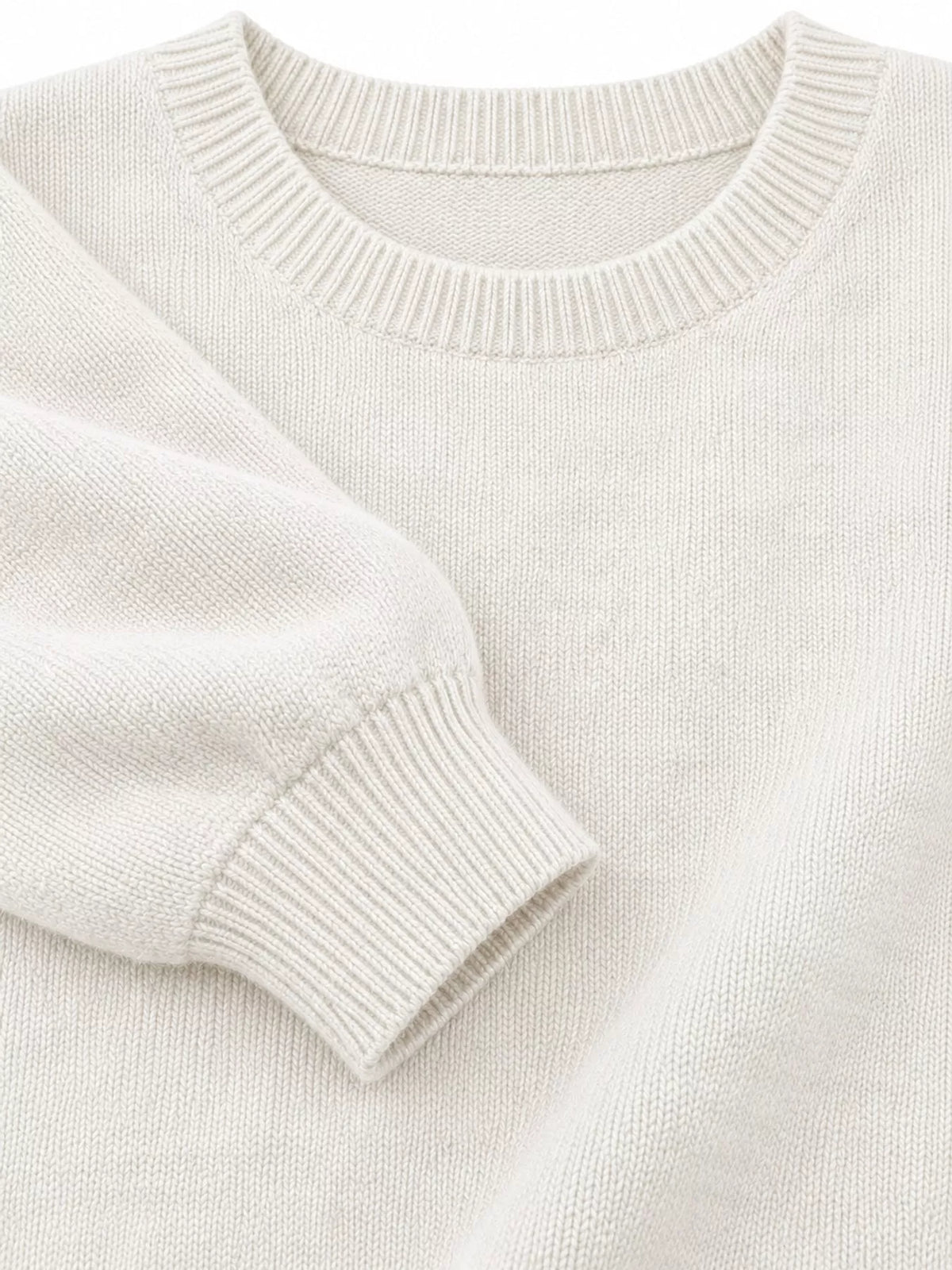 Apricot crew neck sweater, detail view