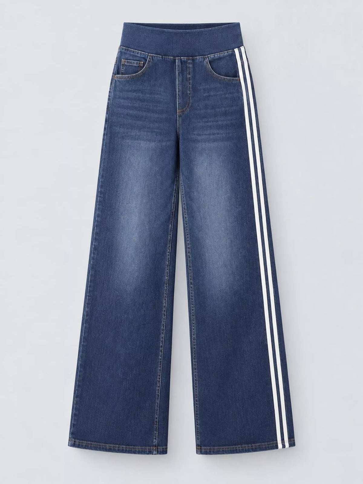 Wide-Leg Side-Stripe Jeans in dark blue