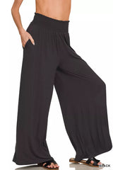 Trendsi Zenana Smocked Waist Wide Leg Palazzo Pants -