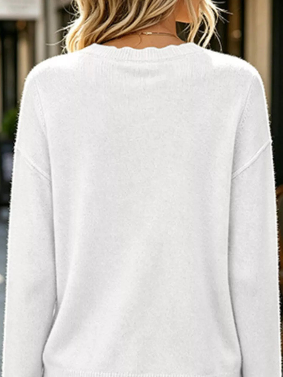 Trendsi Full Size Scalloped Trim Crew Neck Sweater Plus Size -