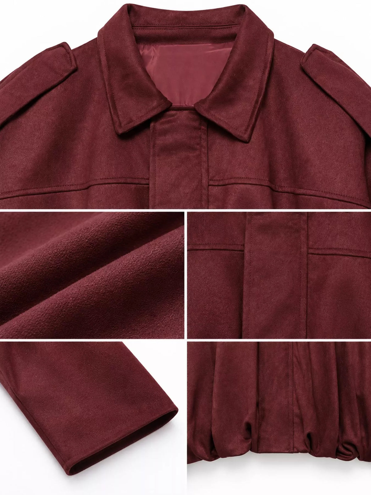 Cropped zip jacket, burgundy garment details