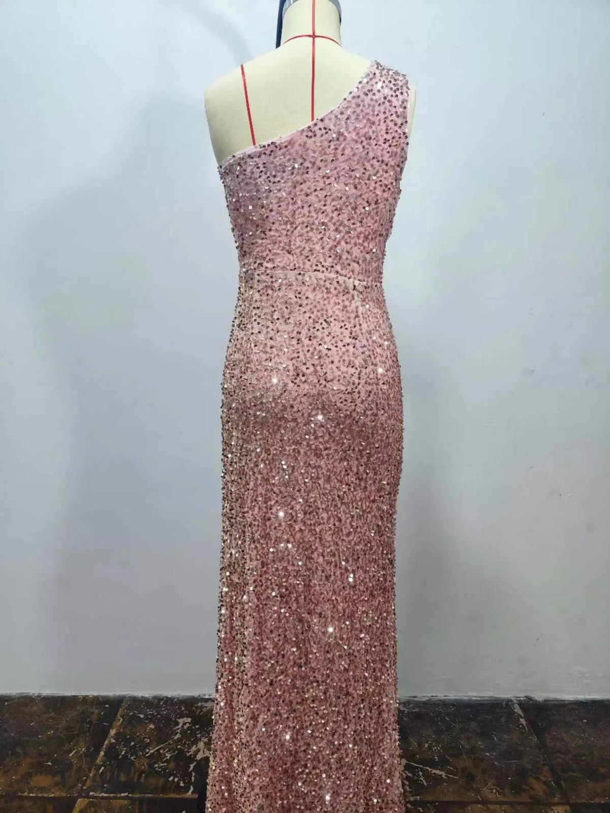 Sequin maxi dress, pink mannequin back