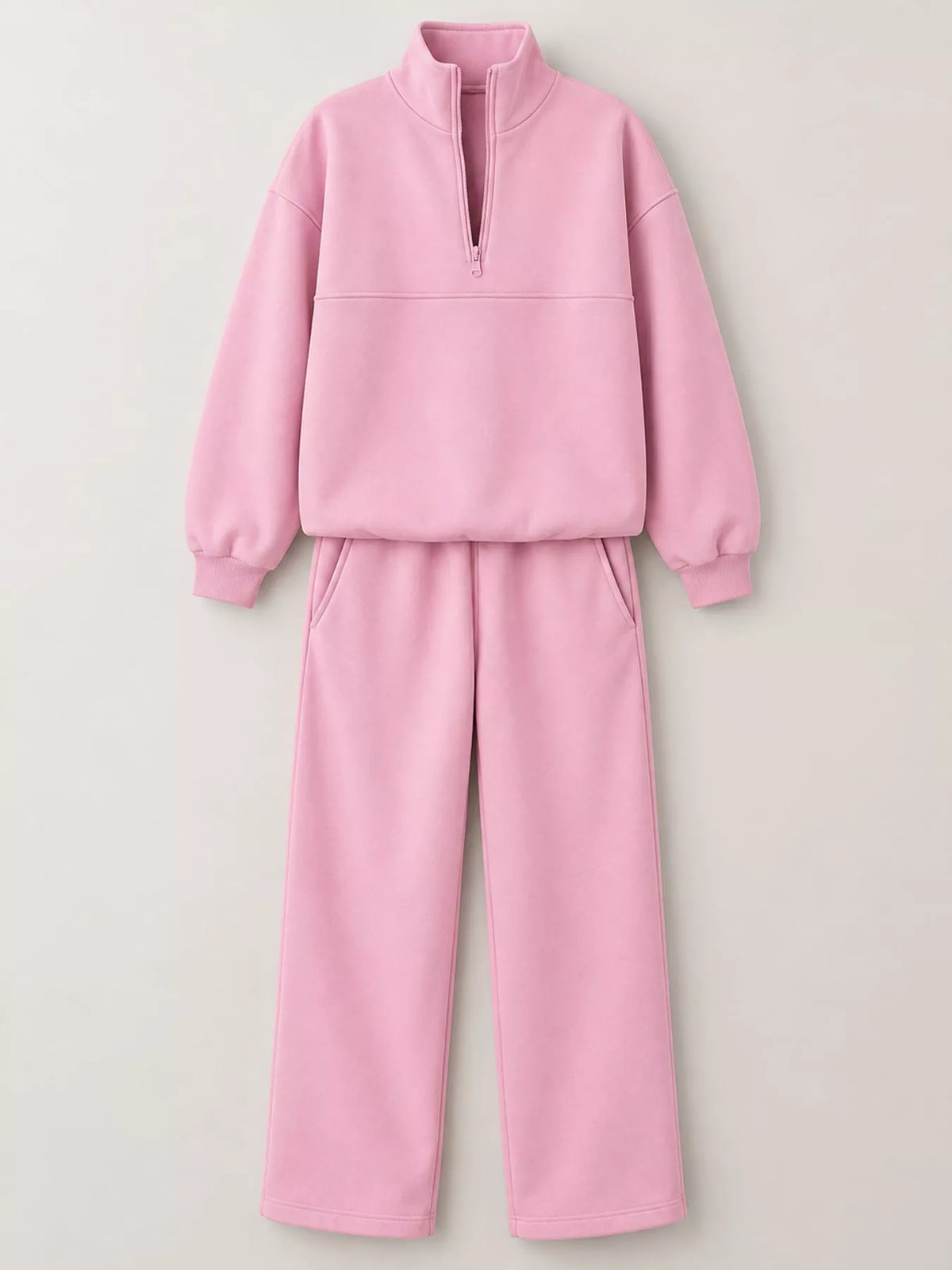 Half-zip top and pants set, pink flat set