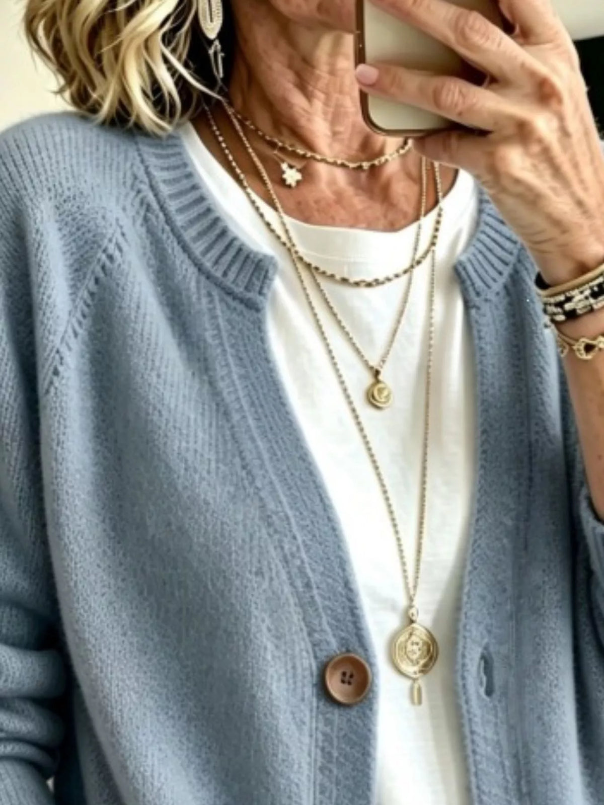 Women's Button Up Raglan Sleeve Cardigan in Sky Blue, alternate view