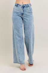 Trendsi Judy Blue Full Size High Waist Wide Leg Jeans with Skewed Inseam Plus Size -