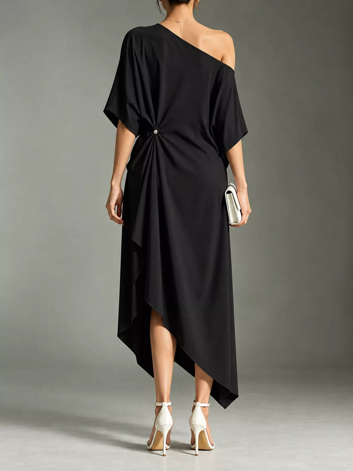 One-shoulder dress, black back