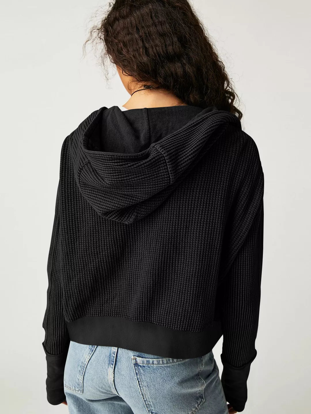 Trendsi Waffle Knit Zip-Up Jacket -