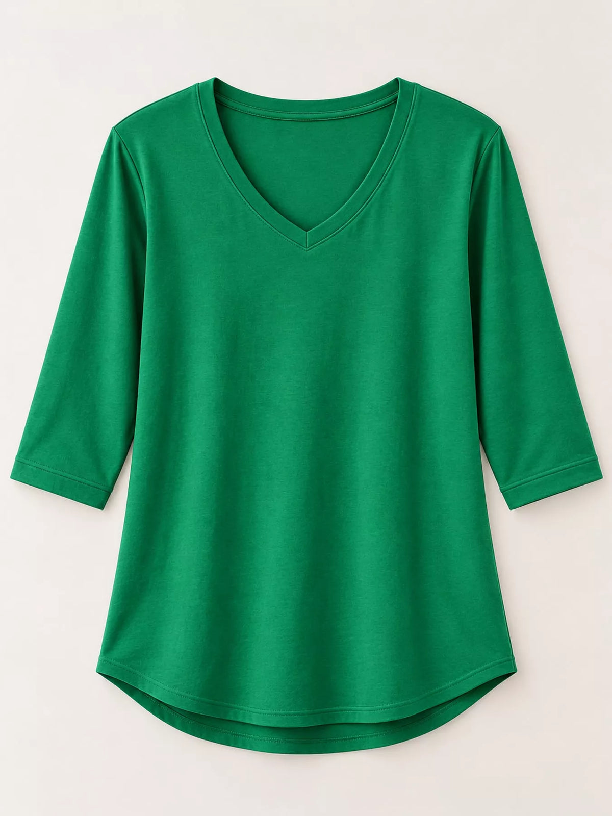 Green v-neck half sleeve t-shirt