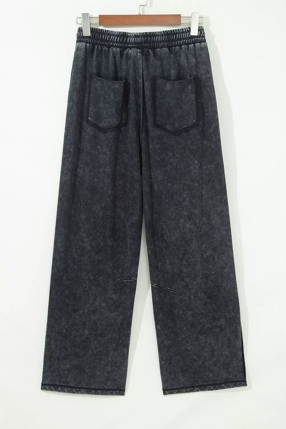 Trendsi Mineral Wash Raw Seam Drawstring Elastic Waist Barrel Pants -