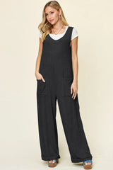 Trendsi Double Take Full Size Texture Sleeveless Wide Leg Jumpsuit -