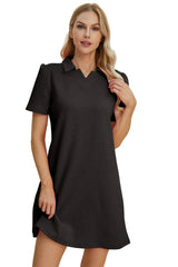 Trendsi Double Take Full Size Texture Short Sleeve Dress - Dresses